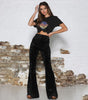 Wide-Leg High-Waisted Shiny Pants for Women