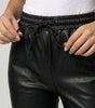 Elastic Waist Faux Leather Cargo Pants for Women