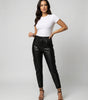 Elastic Waist Faux Leather Cargo Pants for Women