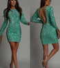 Long-sleeve sequin mini dress for women