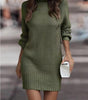 Short Fitted Long Sleeve Turtleneck Sweater Dress for Women