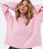Oversized Ribbed High Neck Sweater for Women