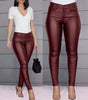 High-Waisted Slim Fit Faux Leather Pants for Women