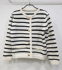 Striped Knitted Cardigan in Tweed Style for Women