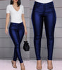 High-Waisted Slim Fit Faux Leather Pants for Women