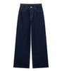 Wide and Long Denim Pants with Exposed Seams for Women