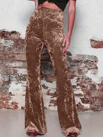 Wide-Leg High-Waisted Shiny Pants for Women