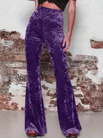 Wide-Leg High-Waisted Shiny Pants for Women