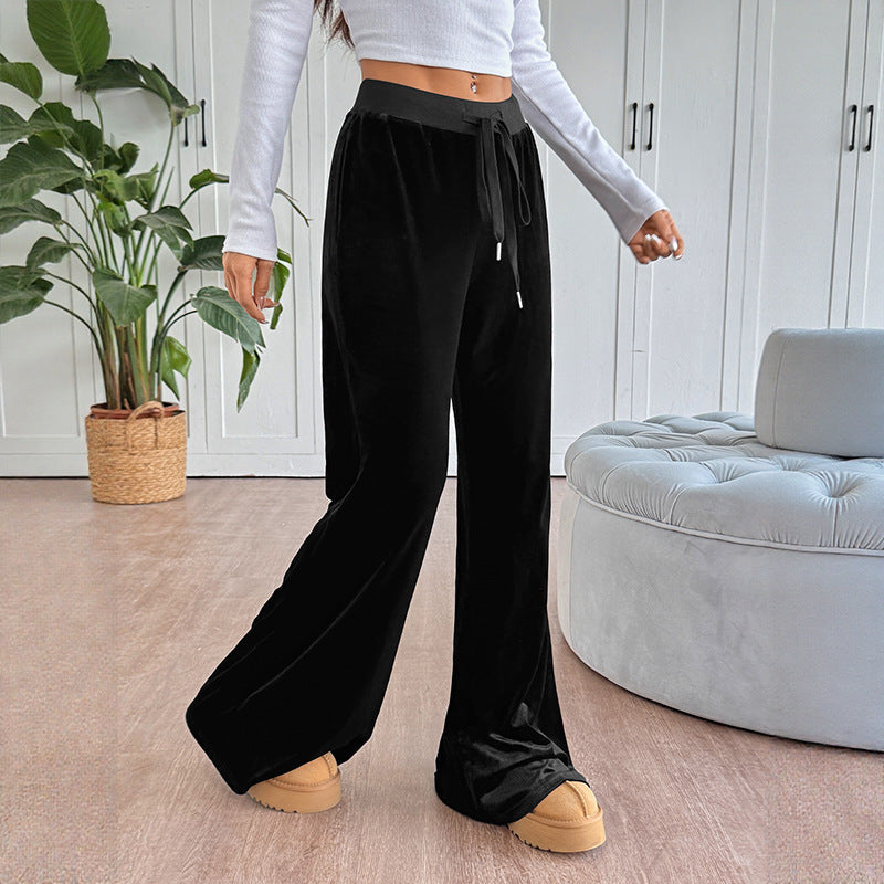 Wide-Leg Corduroy Pants with Elastic Waist for Women