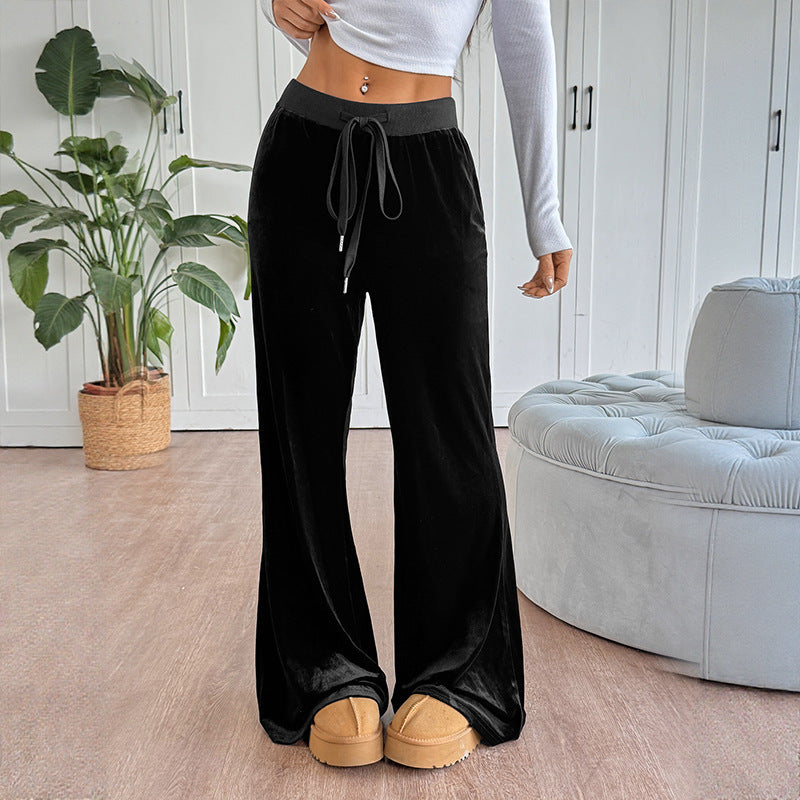 Wide-Leg Corduroy Pants with Elastic Waist for Women