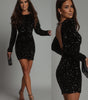 Long-sleeve sequin mini dress for women