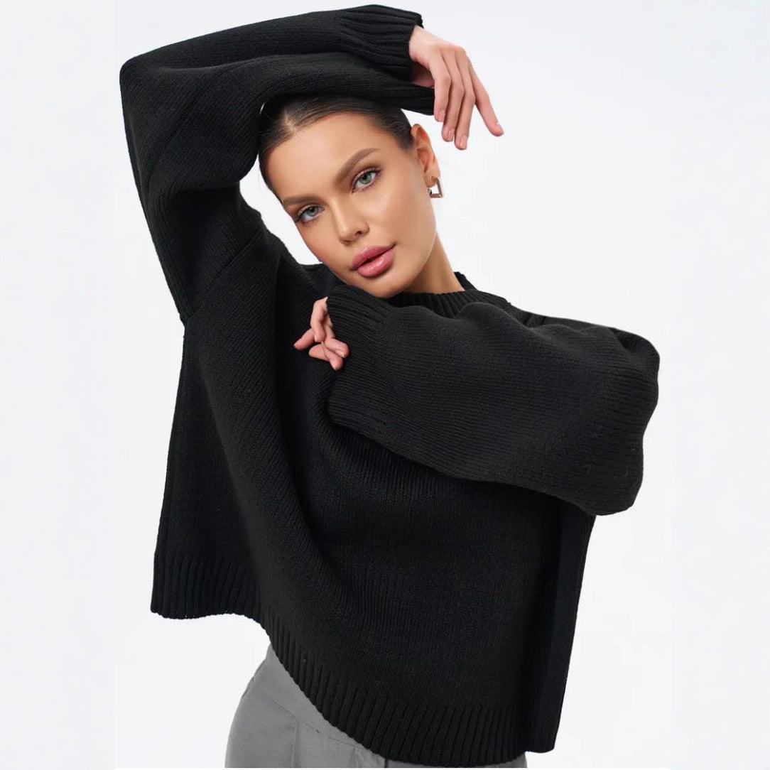 Oversized Ribbed High Neck Sweater for Women