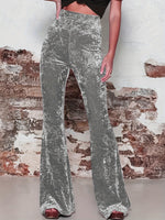 Wide-Leg High-Waisted Shiny Pants for Women