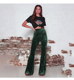 Wide-Leg High-Waisted Shiny Pants for Women