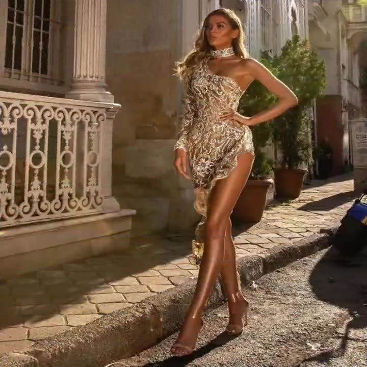 Lace Hem Asymmetrical Mini Dress for Women