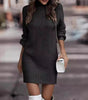 Short Fitted Long Sleeve Turtleneck Sweater Dress for Women