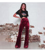 Wide-Leg High-Waisted Shiny Pants for Women