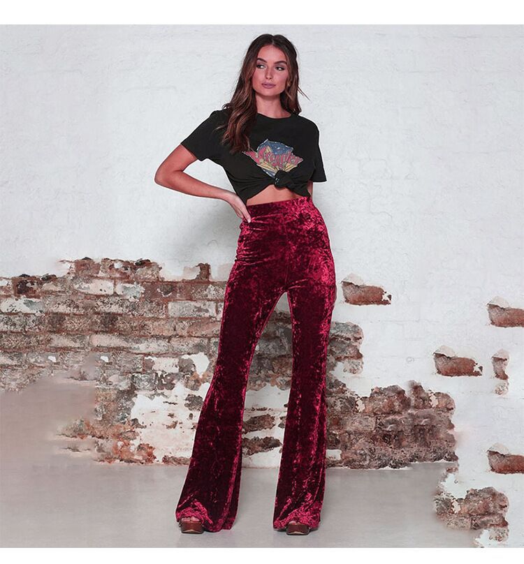Wide-Leg High-Waisted Shiny Pants for Women