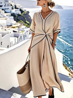Long blended linen dress for women