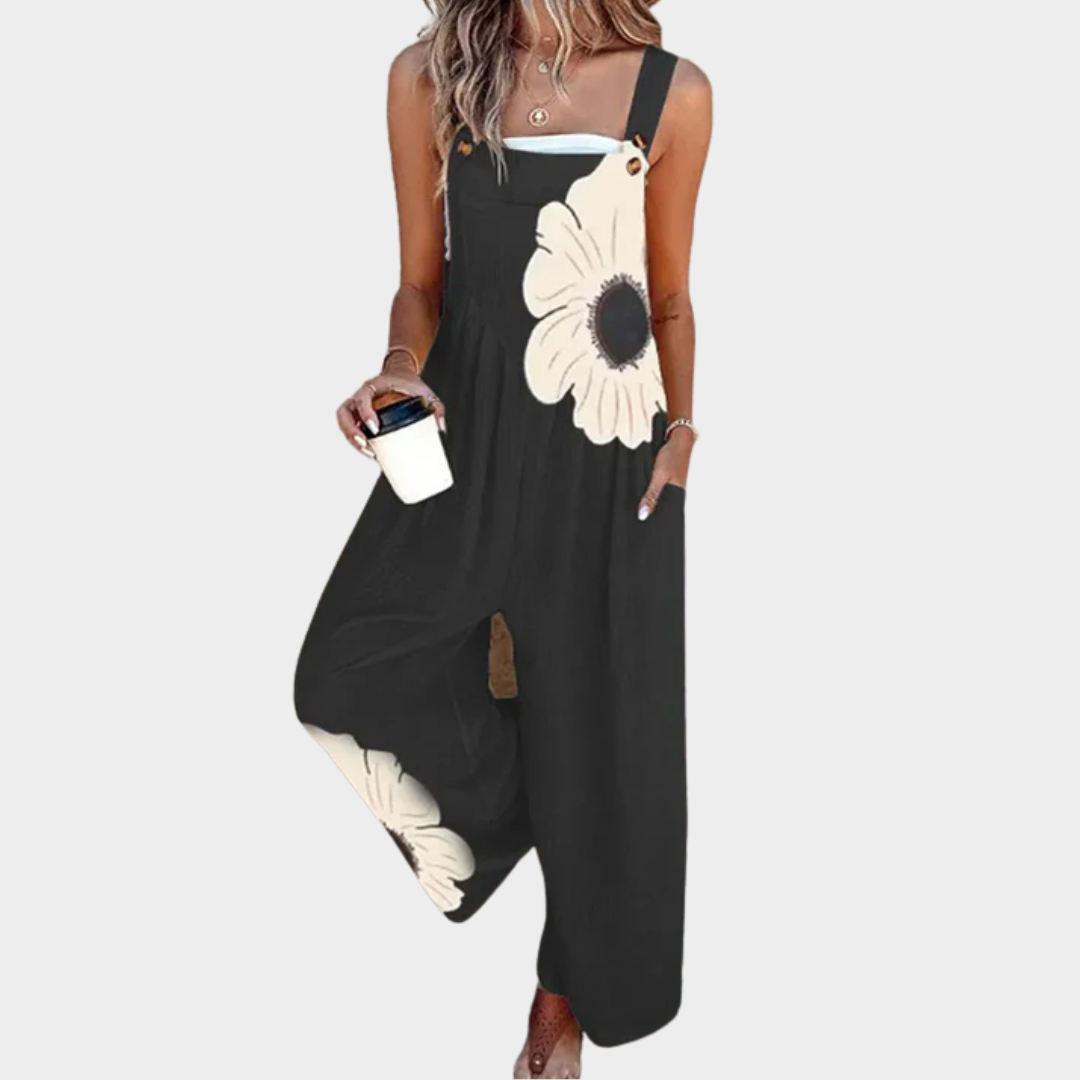 Printed Overalls with Adjustable Straps for Women