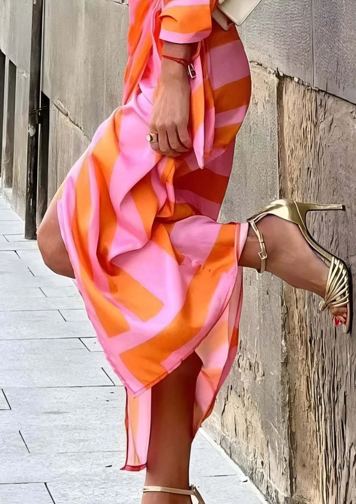 Printed Wrap Dress with V-Neckline for Women | Perfect for Outings