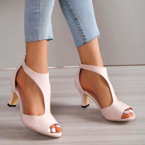 Simple Suede Heeled Sandals for Women