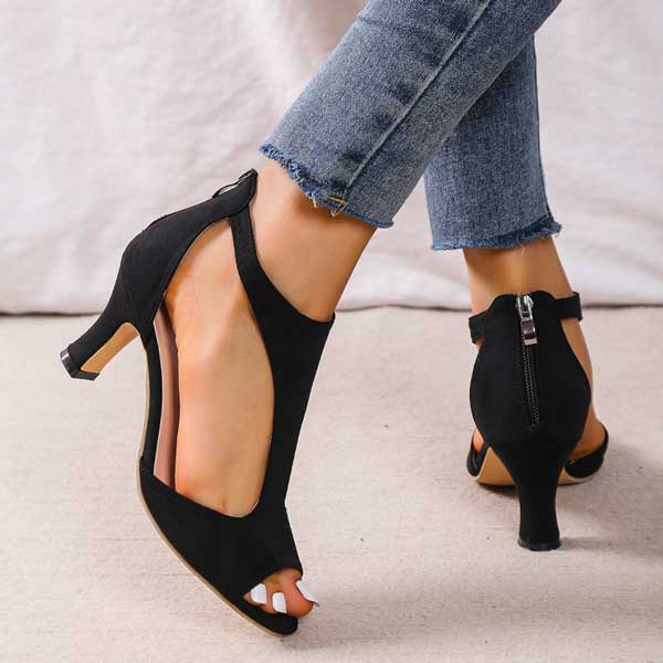 Simple Suede Heeled Sandals for Women