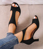 Simple Suede Heeled Sandals for Women