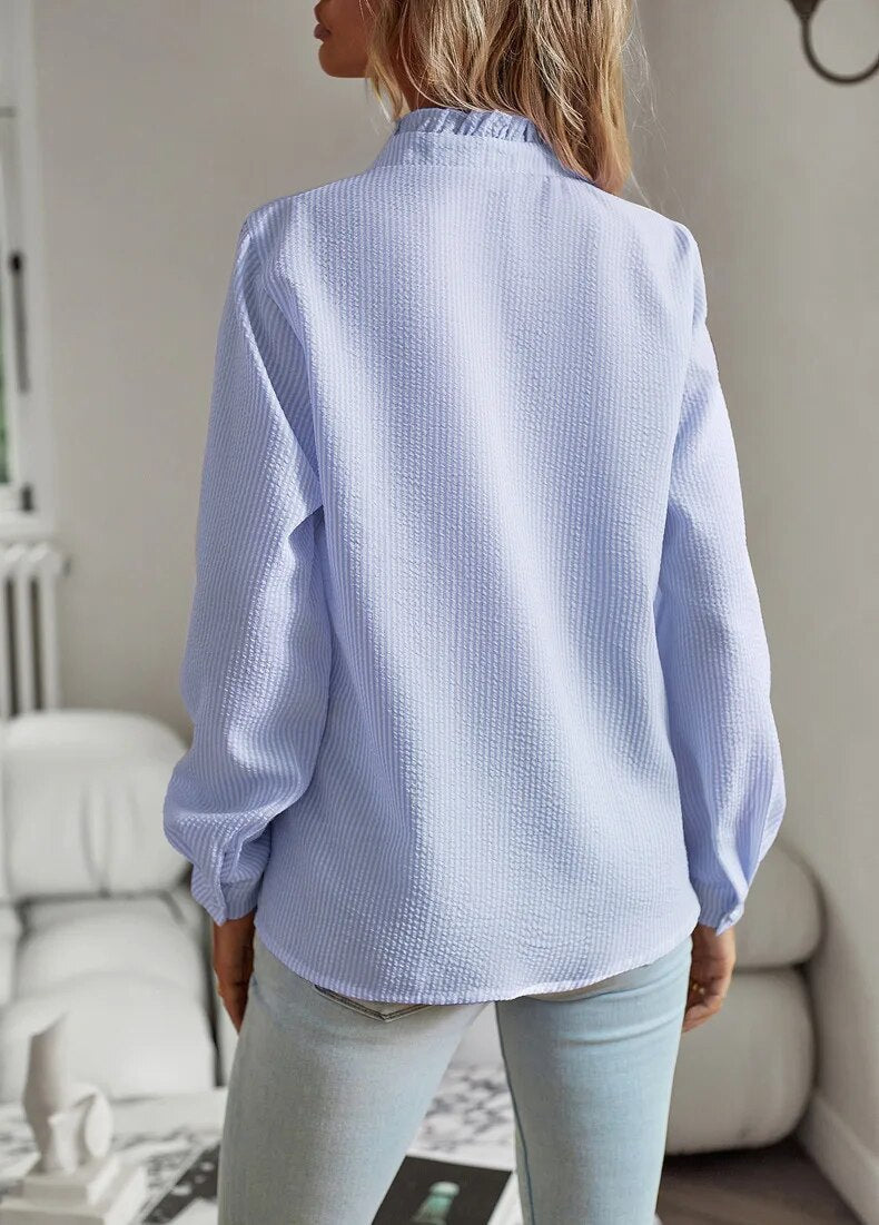 Long-sleeve high-neck blouse for women