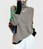 Oversized Two-Tone Jacquard Turtleneck Sweater for Women