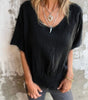 Casual Mixed Ramie V-Neck Top for Women | Ideal for Summer