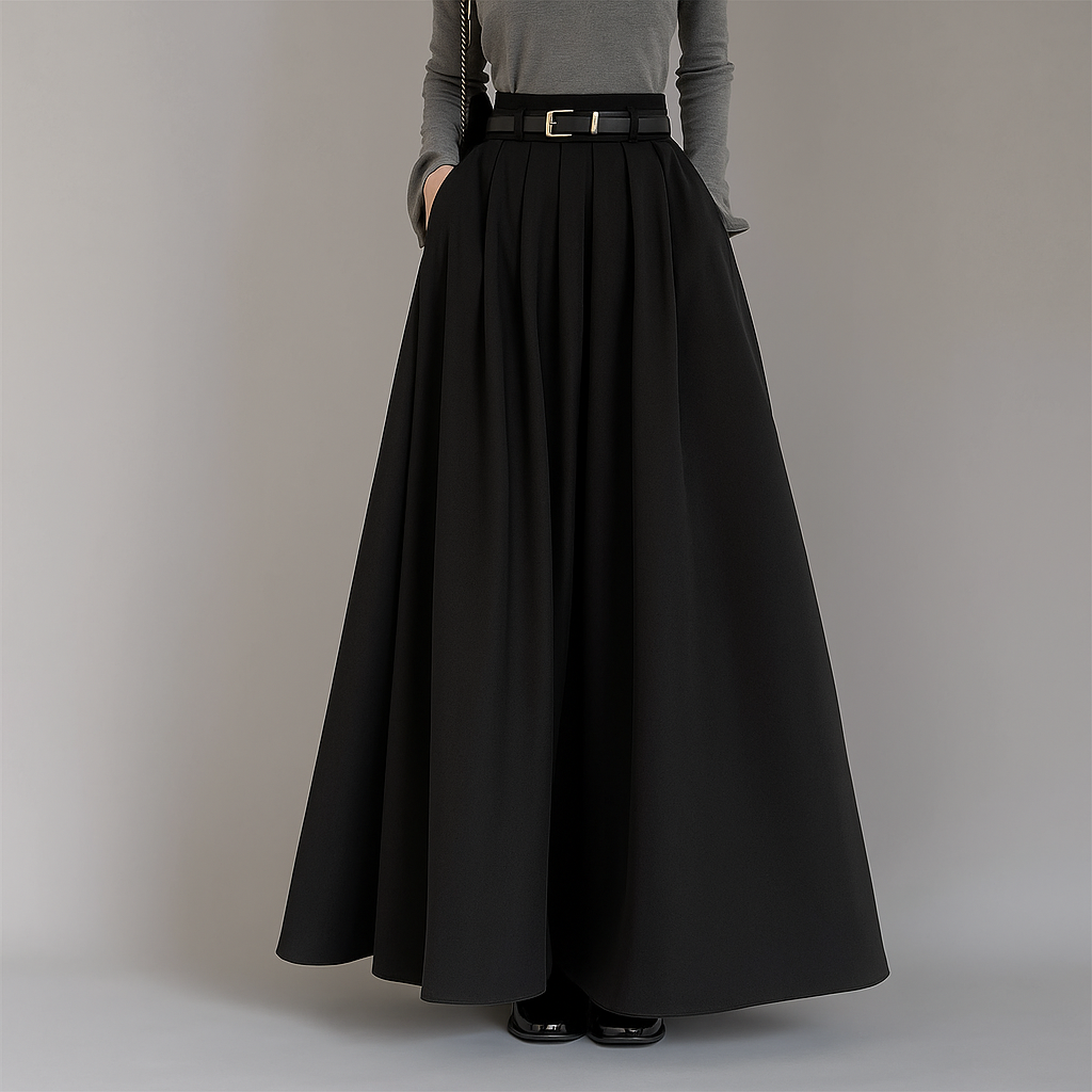 Pleated midi skirt for women