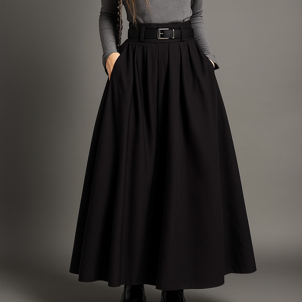 Pleated midi skirt for women