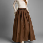 High-waisted long pleated skirt for Women