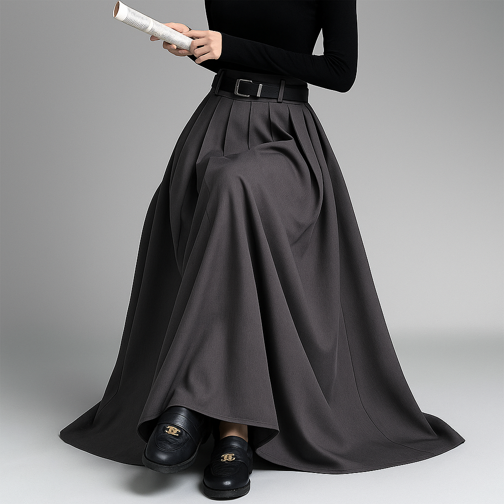 High-waisted long pleated skirt for Women