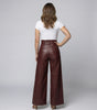 High-Waisted Wide-Leg Faux Leather Pants with Belt for Women