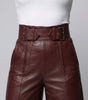 High-Waisted Wide-Leg Faux Leather Pants with Belt for Women