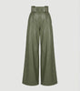 High-Waisted Wide-Leg Faux Leather Pants with Belt for Women