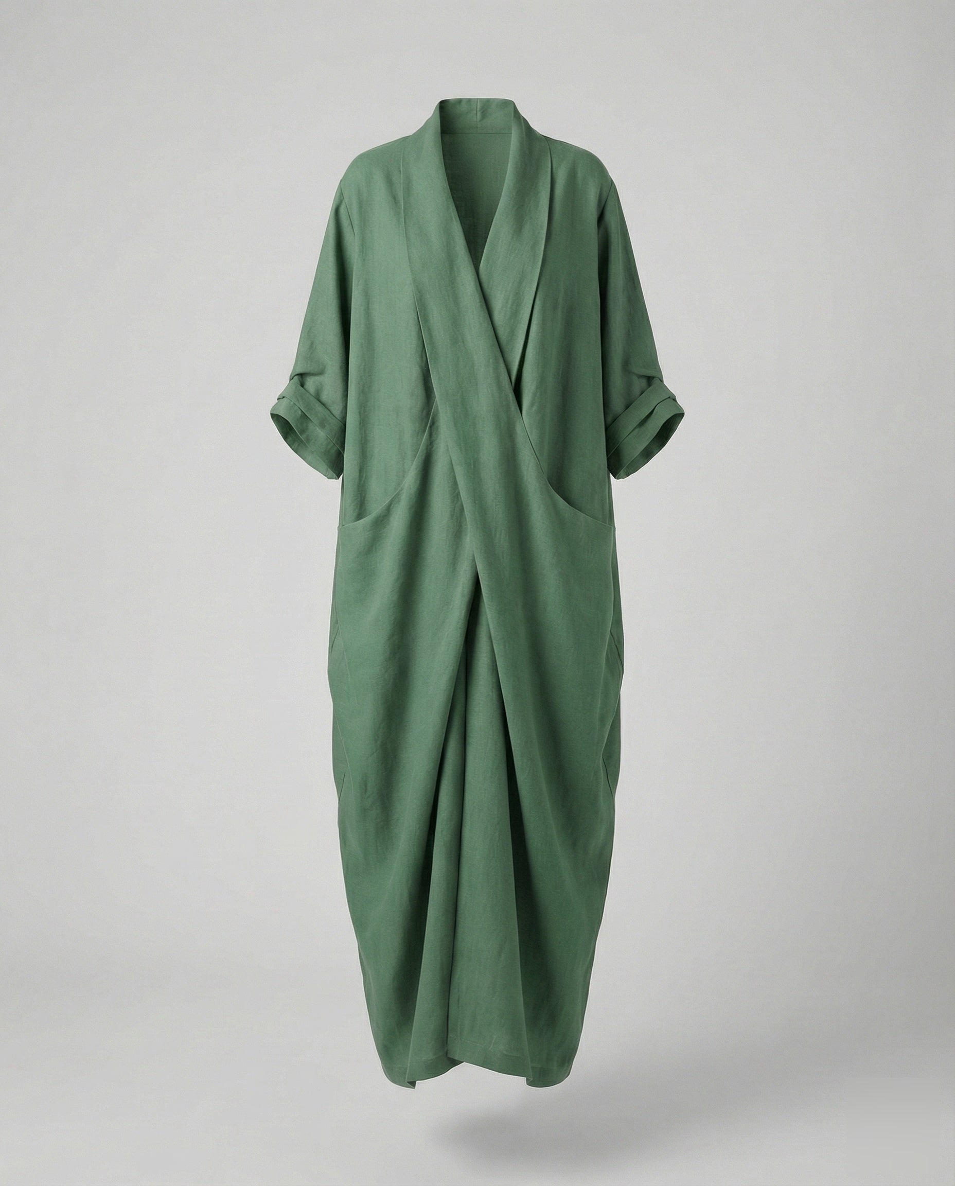 Fitted Long Linen Dress with Pockets for Women | Perfect for Vacation