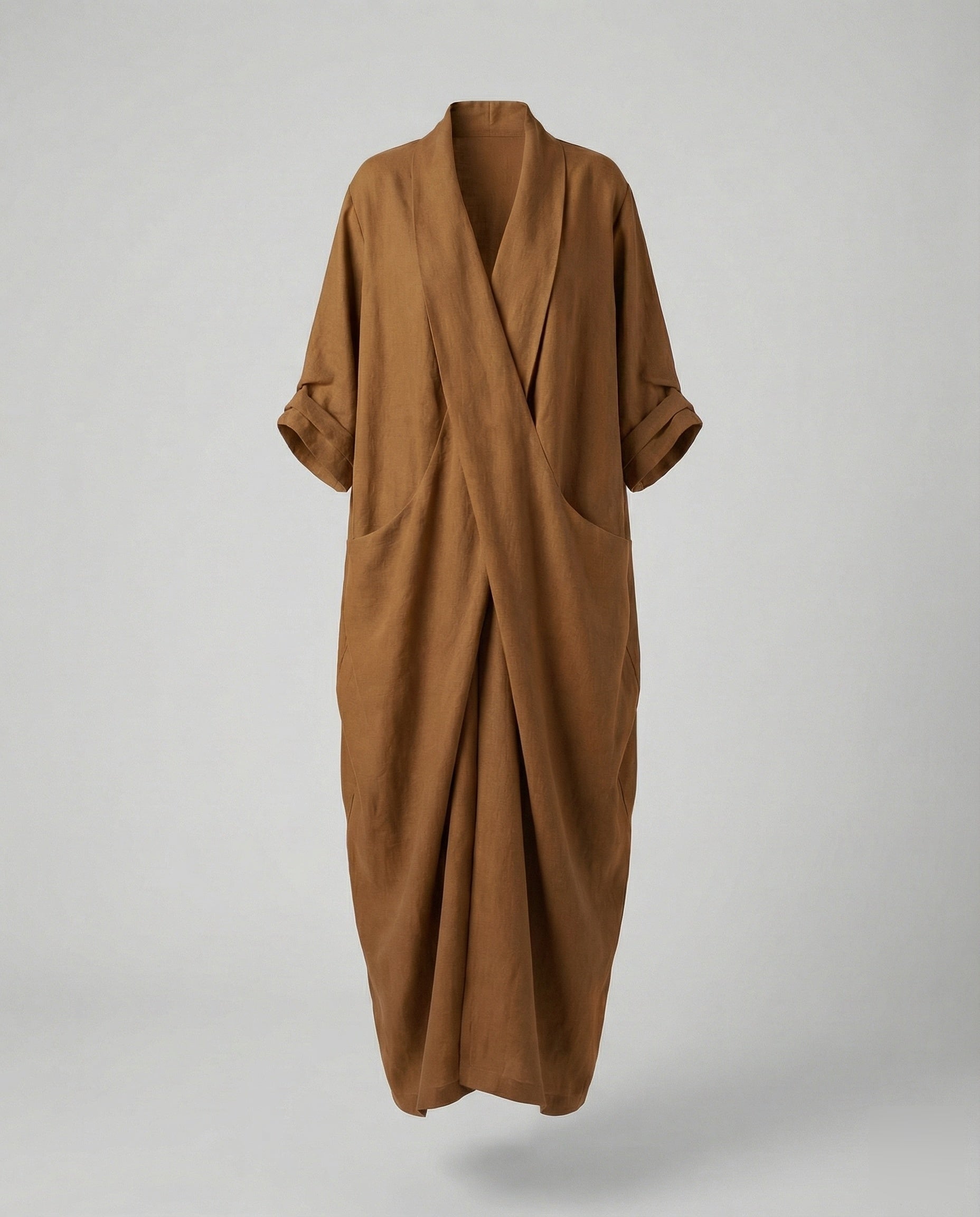 Fitted Long Linen Dress with Pockets for Women | Perfect for Vacation
