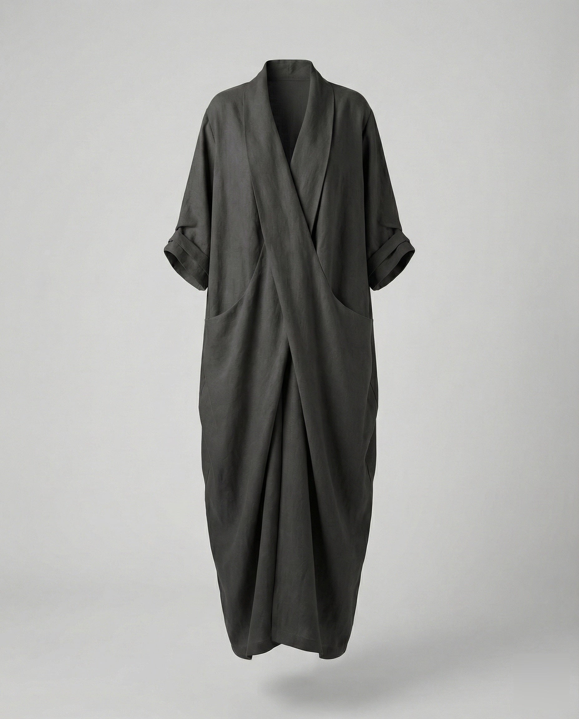 Fitted Long Linen Dress with Pockets for Women | Perfect for Vacation