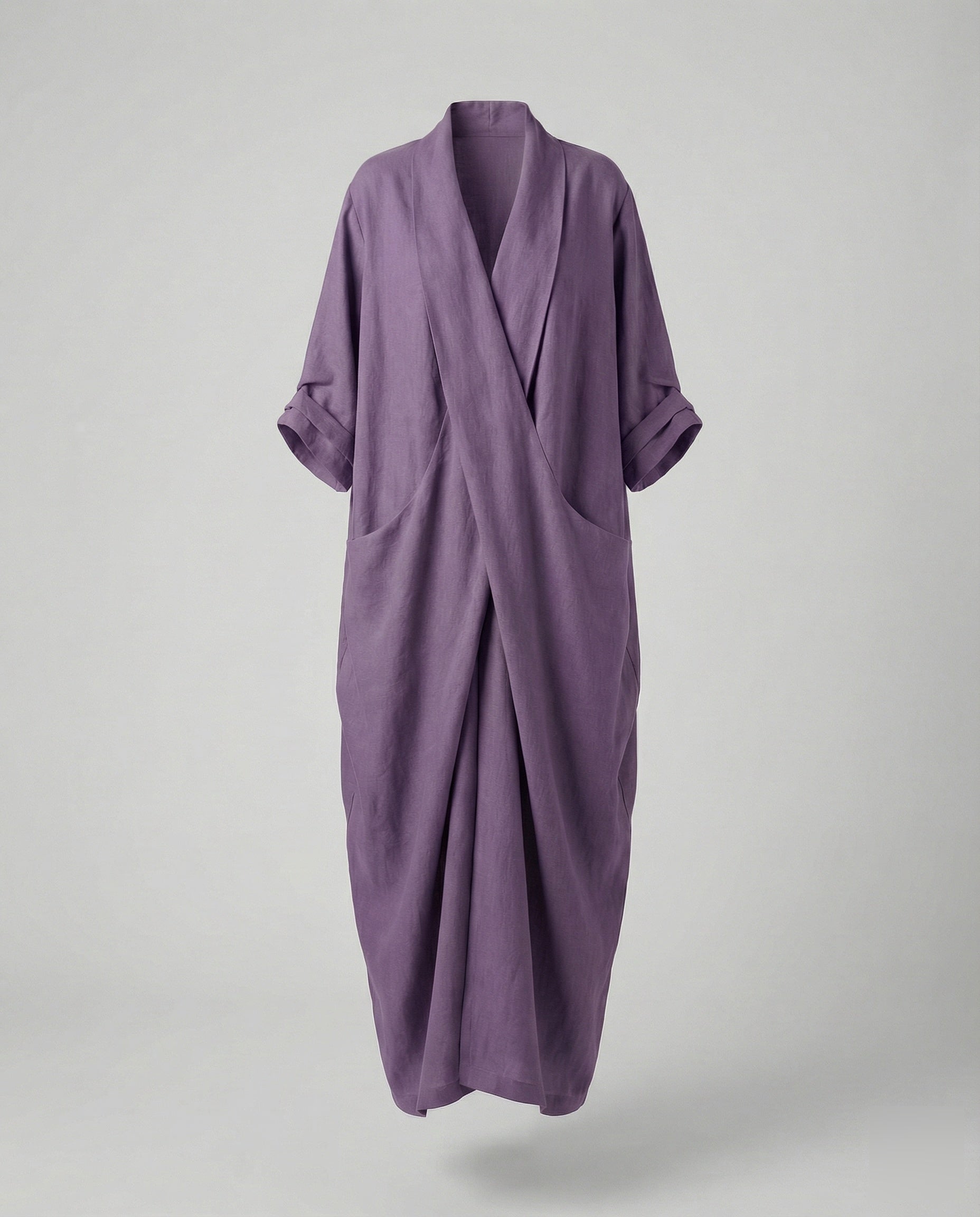 Fitted Long Linen Dress with Pockets for Women | Perfect for Vacation