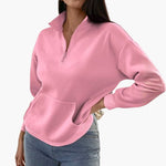 Zipped High Neck Sweater with Pockets for Women