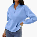 Zipped High Neck Sweater with Pockets for Women