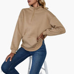 Zipped High Neck Sweater with Pockets for Women