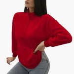 Zipped High Neck Sweater with Pockets for Women