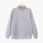 Zipped High Neck Sweater with Pockets for Women