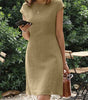 Short Cotton and Linen Dress with Short Sleeves for Women | Perfect for Summer