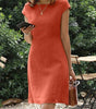 Short Cotton and Linen Dress with Short Sleeves for Women | Perfect for Summer