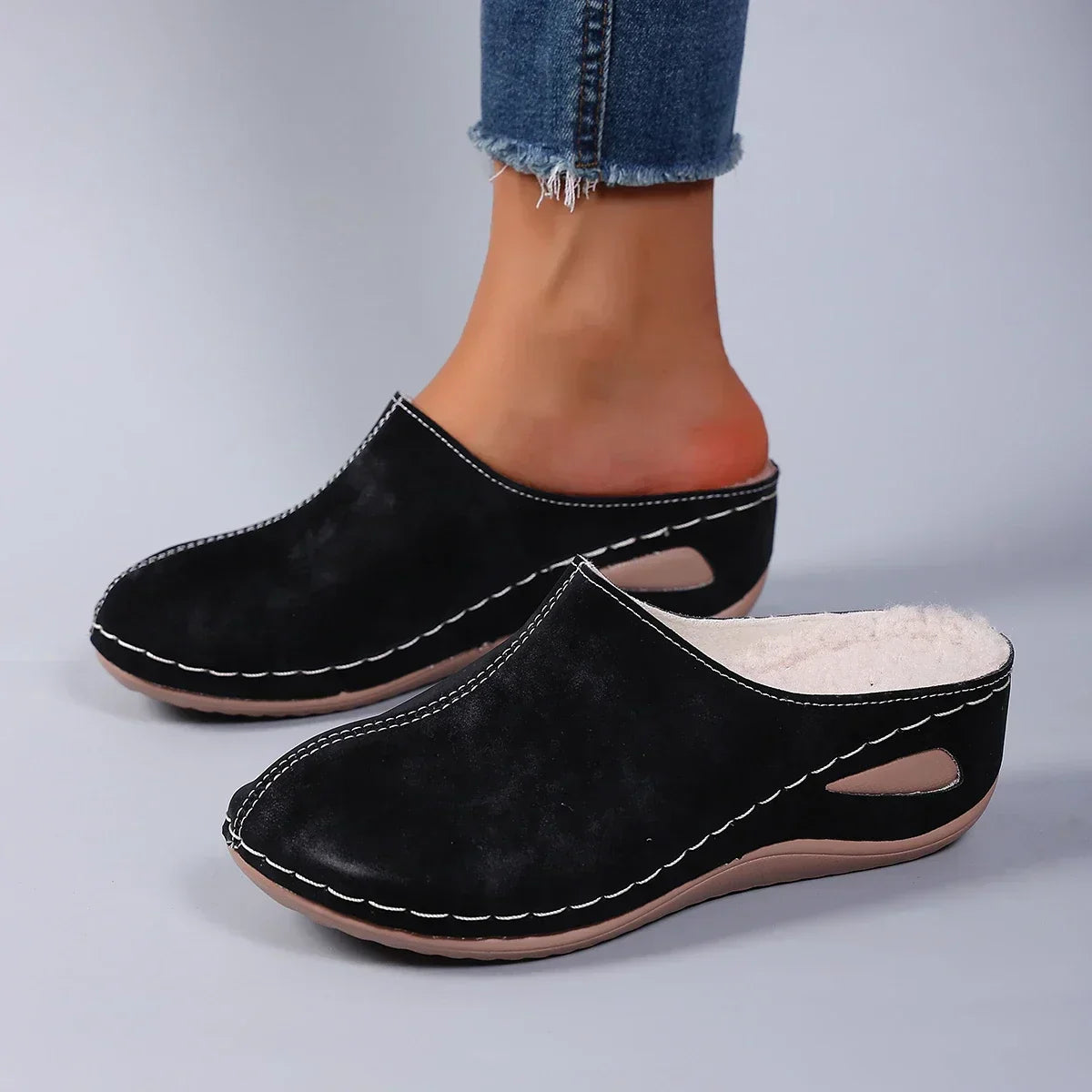 Orthopedic Cozy Comfortable Breathable Blue Mules